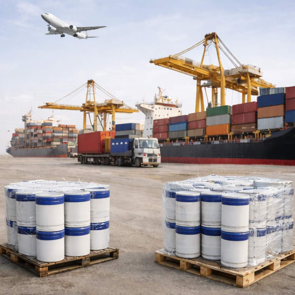 Coating products ready for export shipment at container port