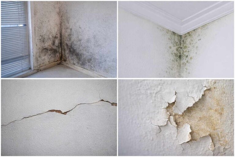 Common old wall repainting problems including mold, cracks, and peeling paint